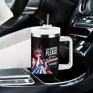 Patriotic Lady Liberty Feminist Graphic Tumbler With Handle Can Someone Please Just Put A Woman In Charge Funny Feminism