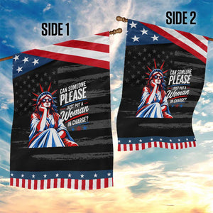 Lady Liberty Feminist Graphic Patriotic Garden Flag Can Someone Please Just Put A Woman In Charge Funny Feminism