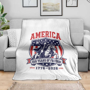 250 Years of Freedom Paul Revere Midnight Ride Throw Blanket Patriotic Historical Revolution American Flag Shield