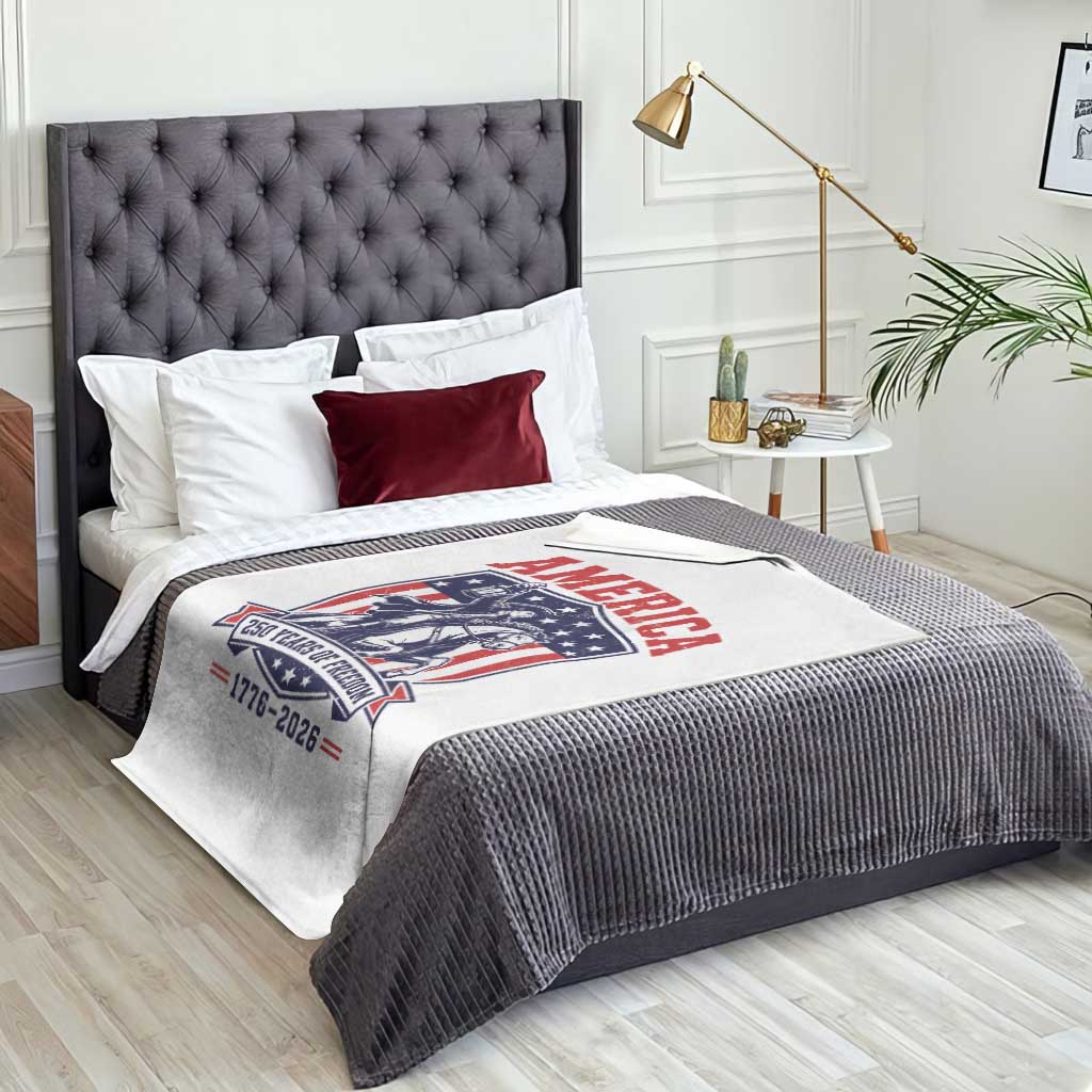 250 Years of Freedom Paul Revere Midnight Ride Throw Blanket Patriotic Historical Revolution American Flag Shield