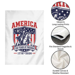 250 Years of Freedom Paul Revere Midnight Ride Garden Flag Patriotic Historical Revolution American Flag Shield