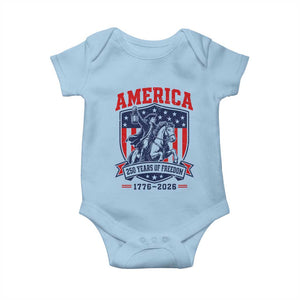 250 Years of Freedom Paul Revere Midnight Ride Baby Onesie Patriotic Historical Revolution American Flag Shield