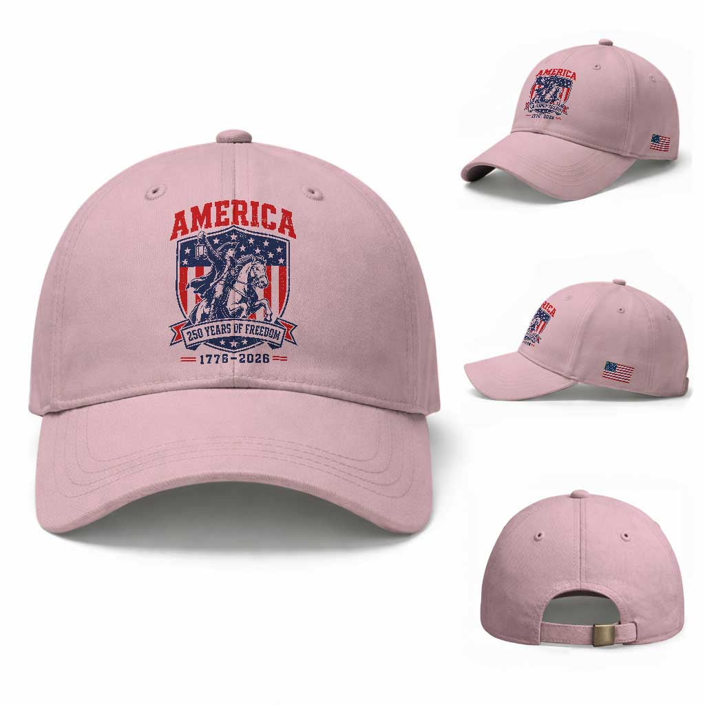 250 Years of Freedom Paul Revere Midnight Ride Baseball Cap Patriotic Historical Revolution American Flag Shield