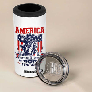 250 Years of Freedom Paul Revere Midnight Ride 4 in 1 Can Cooler Tumbler Patriotic Historical Revolution American Flag Shield TS02 Print Your Wear