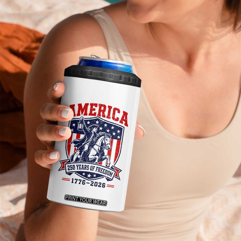250 Years of Freedom Paul Revere Midnight Ride 4 in 1 Can Cooler Tumbler Patriotic Historical Revolution American Flag Shield TS02 Print Your Wear