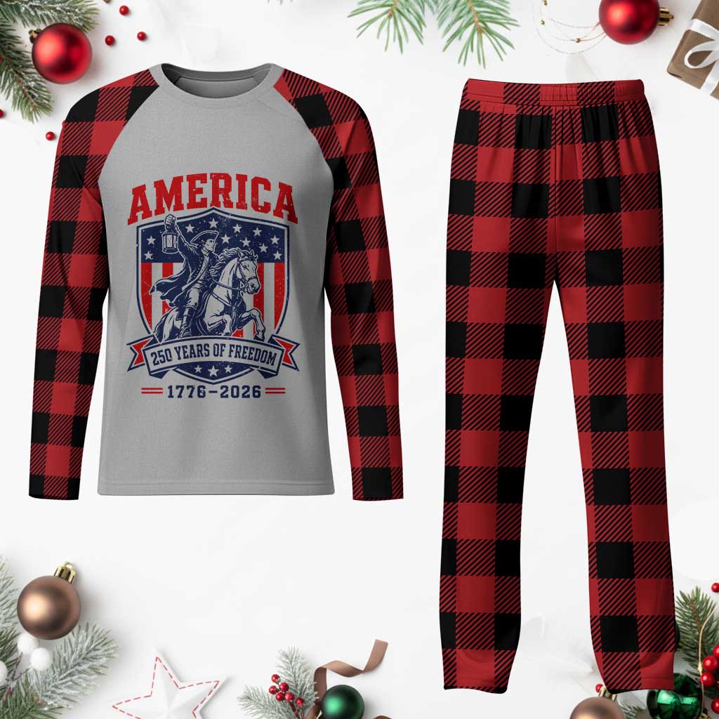 250 Years of Freedom Paul Revere Midnight Ride Plaid Pajama Set Patriotic Historical Revolution American Flag Shield TS02 Buffalo Plaid Print Your Wear