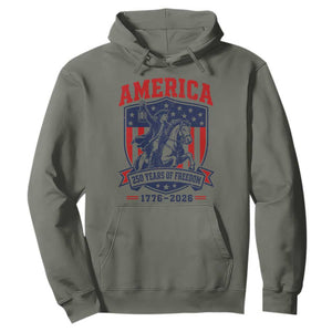250 Years of Freedom Paul Revere Midnight Ride Hoodie Patriotic Historical Revolution American Flag Shield