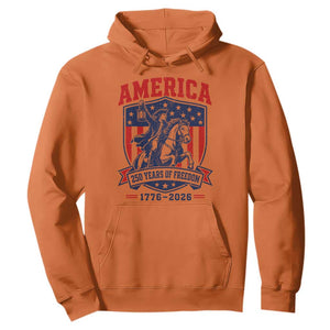 250 Years of Freedom Paul Revere Midnight Ride Hoodie Patriotic Historical Revolution American Flag Shield
