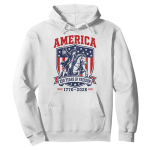 250 Years of Freedom Paul Revere Midnight Ride Hoodie Patriotic Historical Revolution American Flag Shield