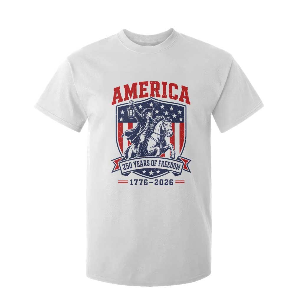 250 Years of Freedom Paul Revere Midnight Ride T Shirt For Kid Patriotic Historical Revolution American Flag Shield