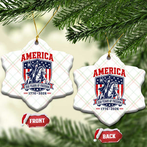 250 Years of Freedom Paul Revere Midnight Ride Ceramic Ornament Patriotic Historical Revolution American Flag Shield