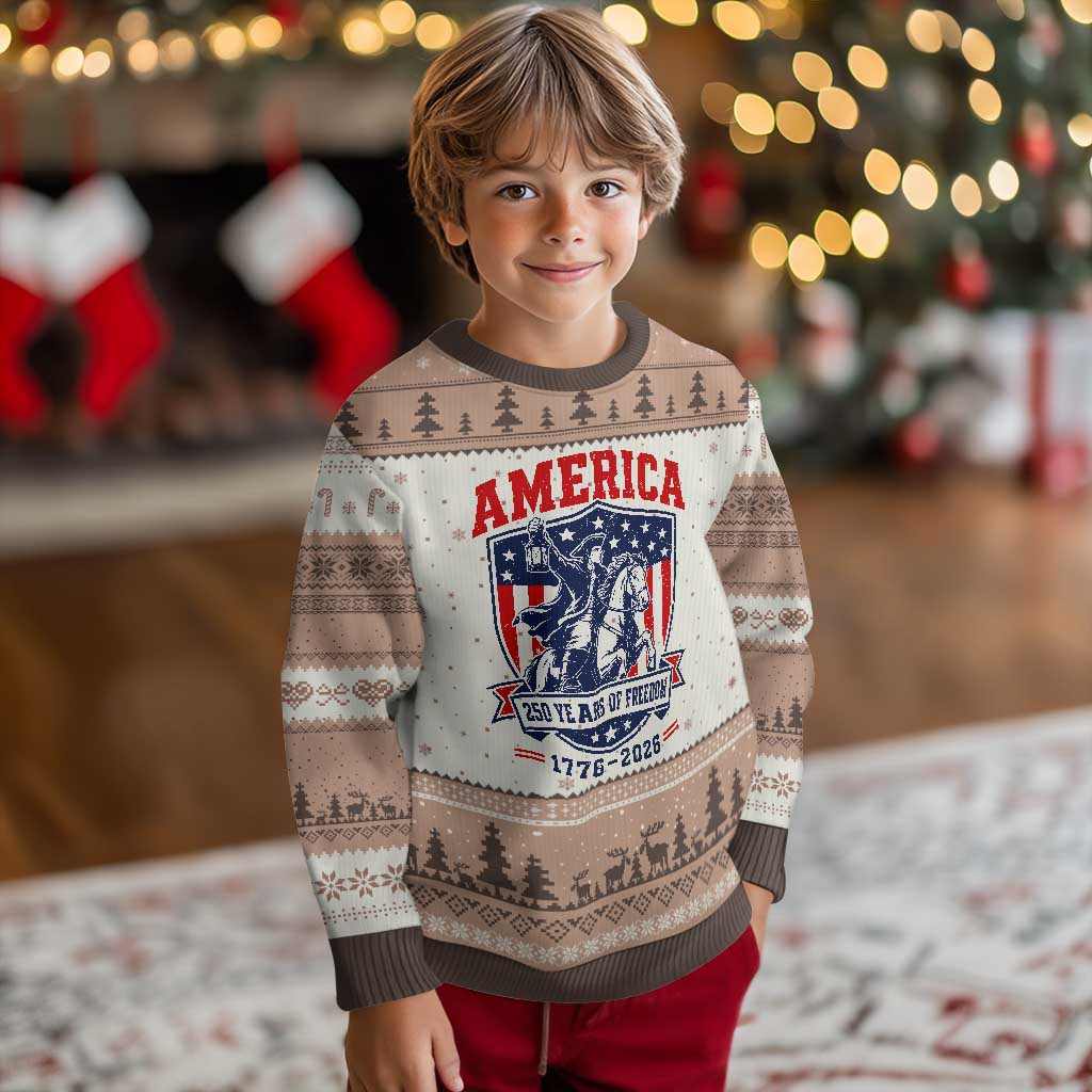 250 Years of Freedom Paul Revere Midnight Ride Ugly Christmas Sweater Patriotic Historical Revolution American Flag Shield