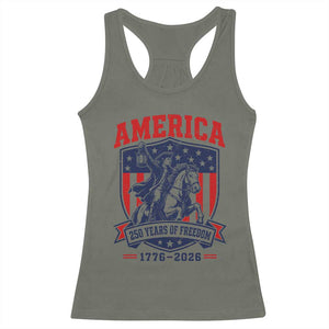 250 Years of Freedom Paul Revere Midnight Ride Racerback Tank Top Patriotic Historical Revolution American Flag Shield
