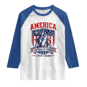 250 Years of Freedom Paul Revere Midnight Ride Raglan Shirt Patriotic Historical Revolution American Flag Shield