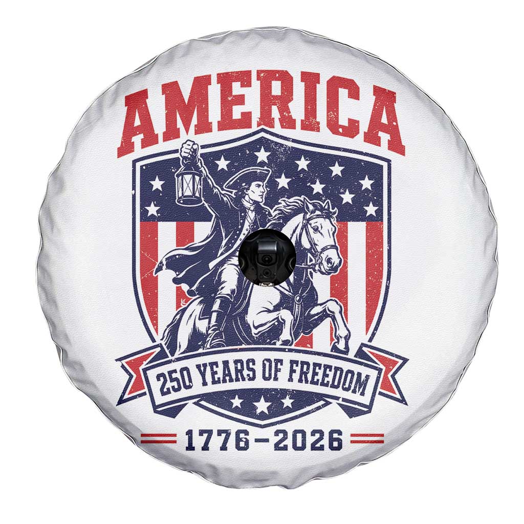 250 Years of Freedom Paul Revere Midnight Ride Spare Tire Cover Patriotic Historical Revolution American Flag Shield TS02 Print Your Wear