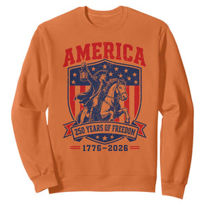 250 Years of Freedom Paul Revere Midnight Ride Sweatshirt Patriotic Historical Revolution American Flag Shield
