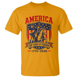 250 Years of Freedom Paul Revere Midnight Ride T Shirt Patriotic Historical Revolution American Flag Shield