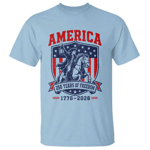 250 Years of Freedom Paul Revere Midnight Ride T Shirt Patriotic Historical Revolution American Flag Shield