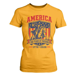 250 Years of Freedom Paul Revere Midnight Ride T Shirt For Women Patriotic Historical Revolution American Flag Shield