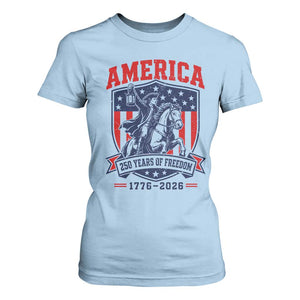 250 Years of Freedom Paul Revere Midnight Ride T Shirt For Women Patriotic Historical Revolution American Flag Shield