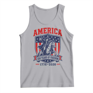 250 Years of Freedom Paul Revere Midnight Ride Tank Top Patriotic Historical Revolution American Flag Shield