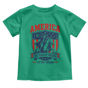 250 Years of Freedom Paul Revere Midnight Ride Toddler T Shirt Patriotic Historical Revolution American Flag Shield TS02 Irish Green Print Your Wear