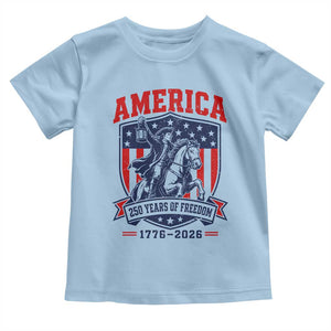 250 Years of Freedom Paul Revere Midnight Ride Toddler T Shirt Patriotic Historical Revolution American Flag Shield TS02 Light Blue Print Your Wear