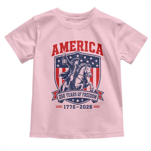 250 Years of Freedom Paul Revere Midnight Ride Toddler T Shirt Patriotic Historical Revolution American Flag Shield TS02 Light Pink Print Your Wear