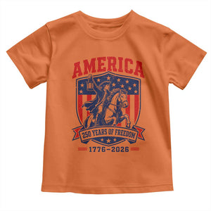 250 Years of Freedom Paul Revere Midnight Ride Toddler T Shirt Patriotic Historical Revolution American Flag Shield TS02 Orange Print Your Wear