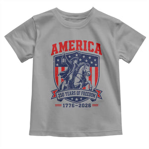 250 Years of Freedom Paul Revere Midnight Ride Toddler T Shirt Patriotic Historical Revolution American Flag Shield TS02 Sport Gray Print Your Wear
