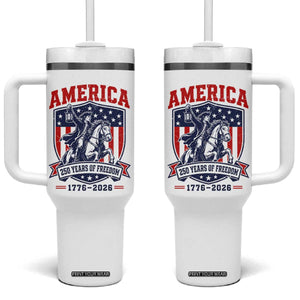 250 Years of Freedom Paul Revere Midnight Ride Tumbler With Handle Patriotic Historical Revolution American Flag Shield TS02 One Size: 40 oz White Print Your Wear