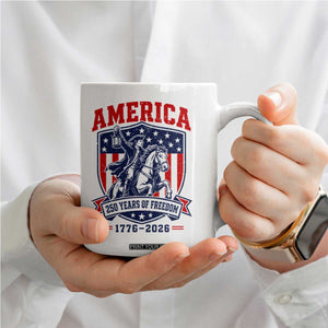 250 Years of Freedom Paul Revere Midnight Ride Coffee Mug Patriotic Historical Revolution American Flag Shield