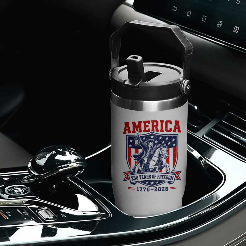 250 Years of Freedom Paul Revere Midnight Ride Flip Straw Tumbler Patriotic Historical Revolution American Flag Shield TS02 Print Your Wear