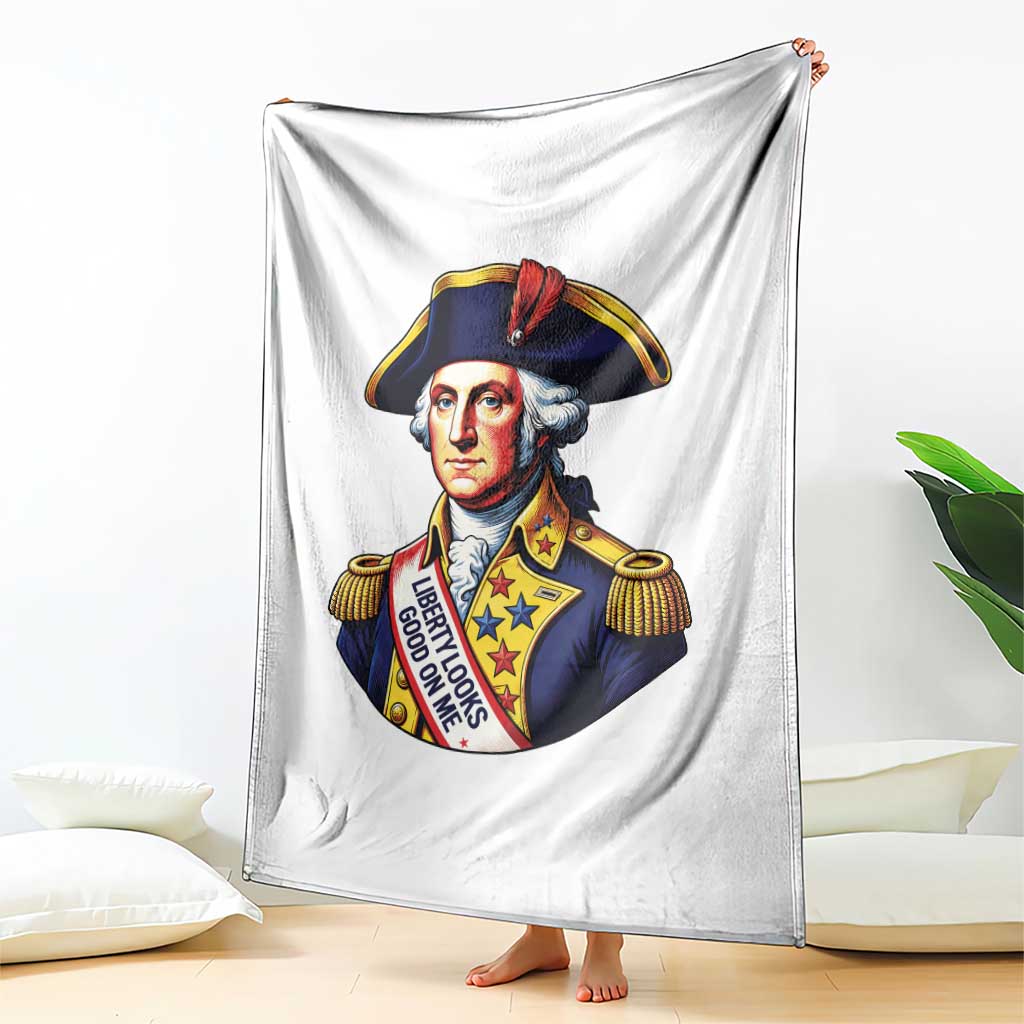 George Washington Patriotic History Graphic Throw Blanket Liberty Looks Good On Me 4th of July Founding Father Humor