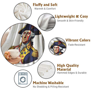 George Washington Patriotic History Graphic Throw Blanket Liberty Looks Good On Me 4th of July Founding Father Humor