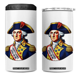 George Washington Patriotic History Graphic 4 in 1 Can Cooler Tumbler Liberty Looks Good On Me 4th of July Founding Father Humor