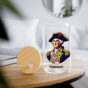 George Washington Patriotic History Graphic Glass Can Liberty Looks Good On Me 4th of July Founding Father Humor