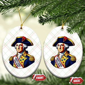 George Washington Patriotic History Graphic Ceramic Ornament Liberty Looks Good On Me 4th of July Founding Father Humor
