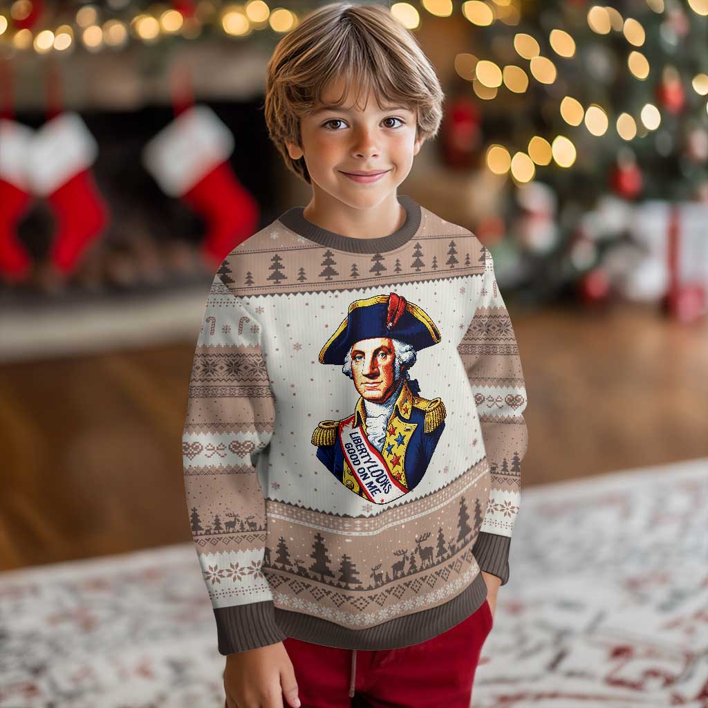 George Washington Patriotic History Graphic Ugly Christmas Sweater Liberty Looks Good On Me 4th of July Founding Father Humor