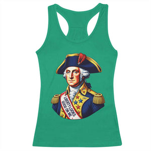 George Washington Patriotic History Graphic Racerback Tank Top Liberty Looks Good On Me 4th of July Founding Father Humor TS02 Irish Green Print Your Wear