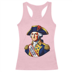 George Washington Patriotic History Graphic Racerback Tank Top Liberty Looks Good On Me 4th of July Founding Father Humor TS02 Light Pink Print Your Wear