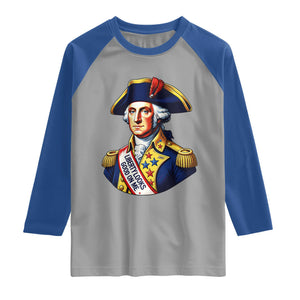 George Washington Patriotic History Graphic Raglan Shirt Liberty Looks Good On Me 4th of July Founding Father Humor