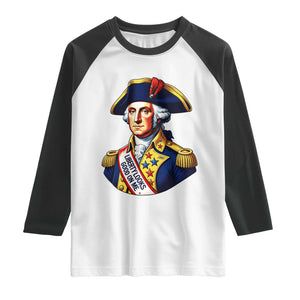 George Washington Patriotic History Graphic Raglan Shirt Liberty Looks Good On Me 4th of July Founding Father Humor
