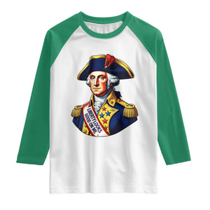 George Washington Patriotic History Graphic Raglan Shirt Liberty Looks Good On Me 4th of July Founding Father Humor