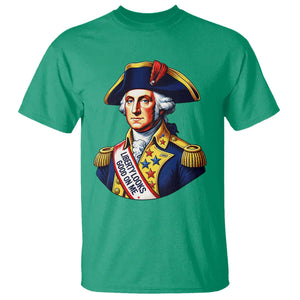 George Washington Patriotic History Graphic T Shirt Liberty Looks Good On Me 4th of July Founding Father Humor
