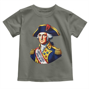 George Washington Patriotic History Graphic Toddler T Shirt Liberty Looks Good On Me 4th of July Founding Father Humor