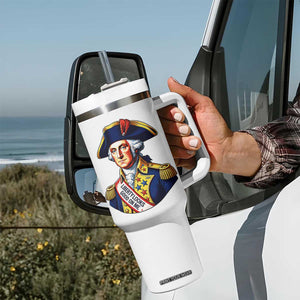 George Washington Patriotic History Graphic Tumbler With Handle Liberty Looks Good On Me 4th of July Founding Father Humor