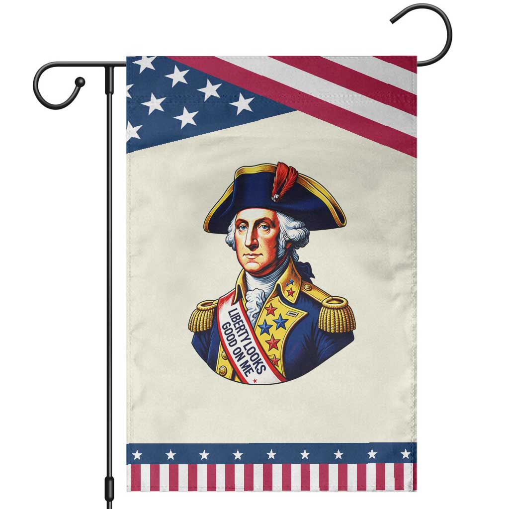 George Washington History Graphic Patriotic Garden Flag Liberty Looks Good On Me 4th of July Founding Father Humor TS02 Modern Beige Blue Print Your Wear