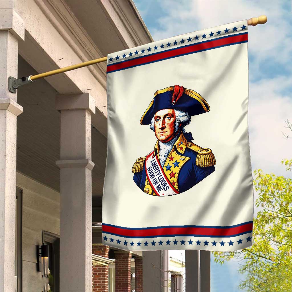 George Washington History Graphic Patriotic Garden Flag Liberty Looks Good On Me 4th of July Founding Father Humor