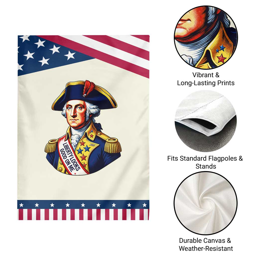 George Washington History Graphic Patriotic Garden Flag Liberty Looks Good On Me 4th of July Founding Father Humor